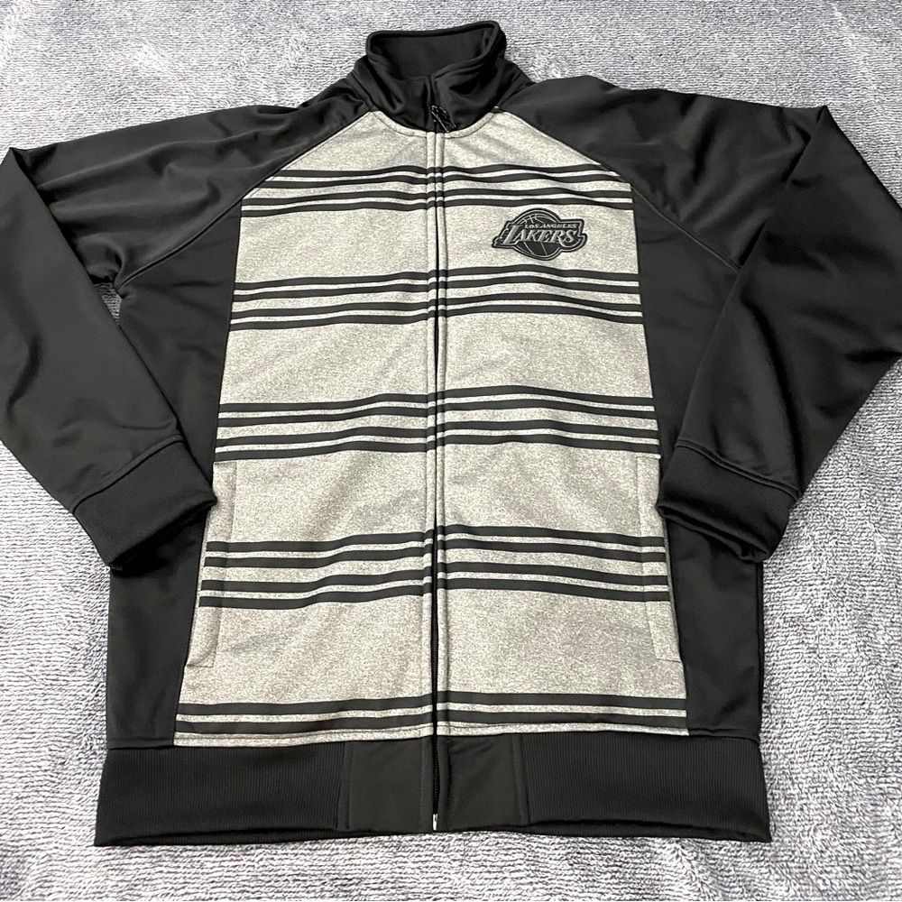 NBA Los Angeles Lakers Full Zip Mens Jacket Size Large - Black/Grey.